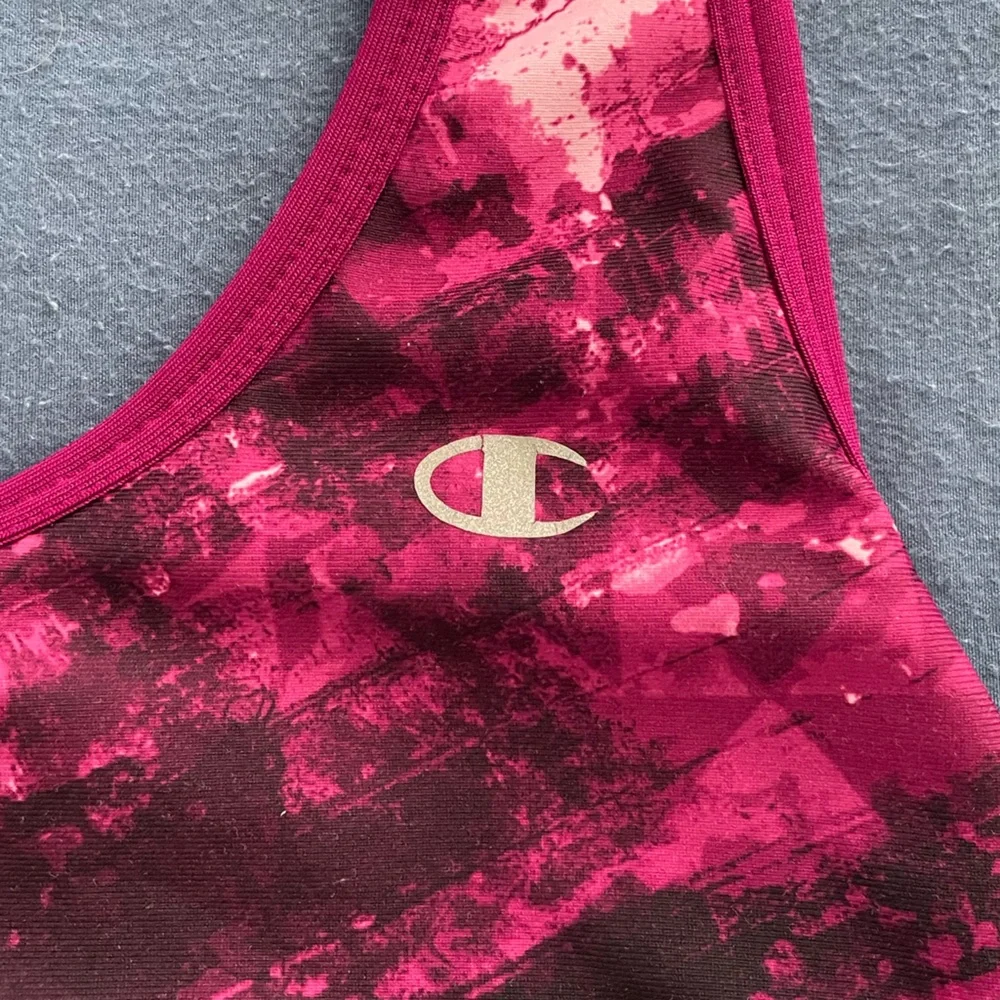 Champion Magenta Patterned Racerback Sports Bra - Picture 2 of 4